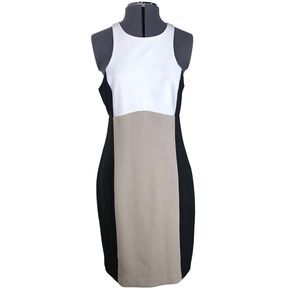 Express white tan black color-block shift dress (10)